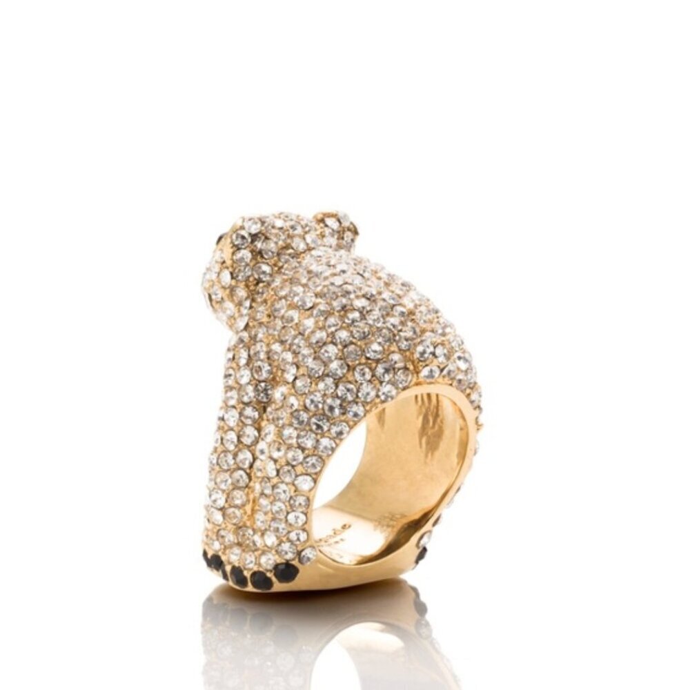 Kate Spade Cold Comforts Polar Bear Arctic Cocktail Ring Pave Jeweled Size 6 - Picture 7 of 9